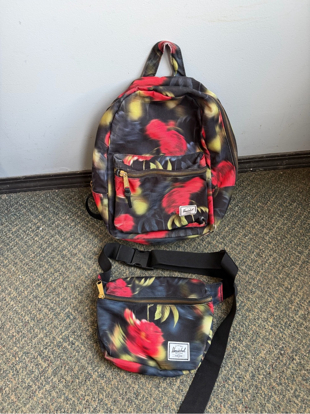 Herschel Supply Company Floral Backpack and Waist Pack Set